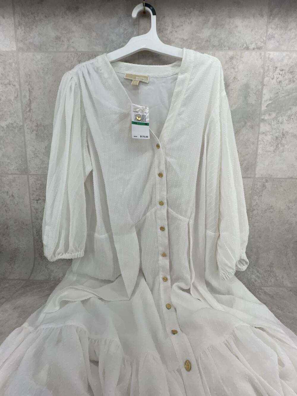 Michael Kors White Swiss Dot Button-Down Midi Dress Size 0X